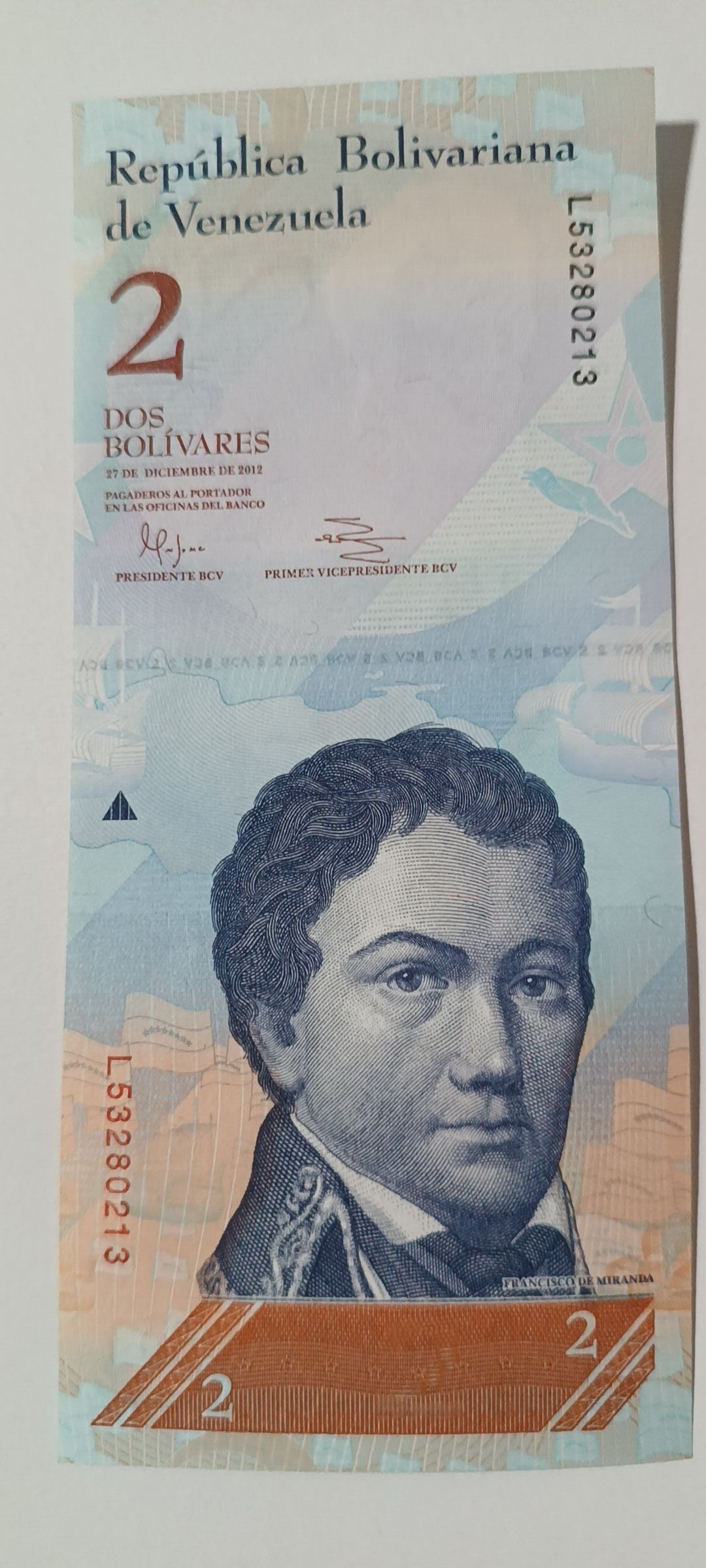 Billetes venezolanos año 2012