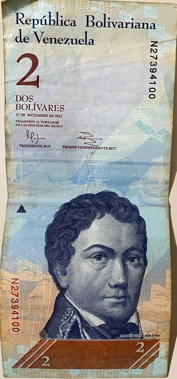 BILLETE DE 2BS 27 DIC 2012