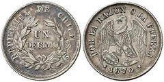 1 decimo 1874-1880 - Şili